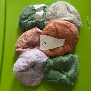 Set of hobbii Diablo mohair blend yarn in earth tones